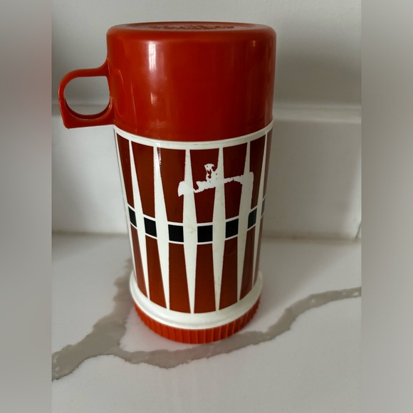 Retro Vintage Thermos King Seeley Plastic Orange Diamond - Half Pint 28A53 - Picture 3 of 10